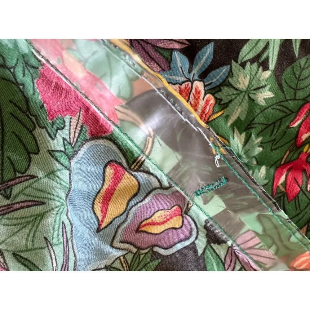 90s vintage Rainforest exotic bird shower curtain cotton jungle animal toucan